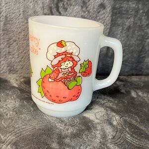Vintage American Greetings Milk Glass Strawberry Character Mug